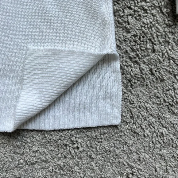 Loft White Ribbed Split Neck Balloon Sleeve Pullover Sweater Size M - Picture 5 of 6
